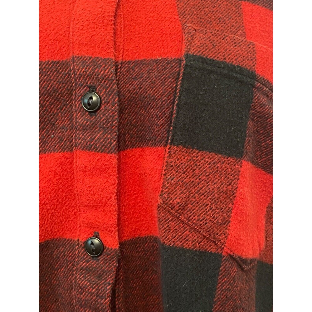 MADEWELL Women's S Flannel Shirt Oversized Buffalo Check Red Black Plaid Cotton - Picture 6 of 8